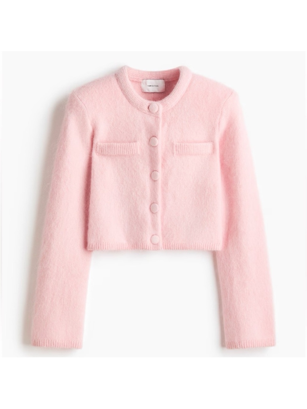 H&M Pale Pink Cropped Button-Front Cardigan